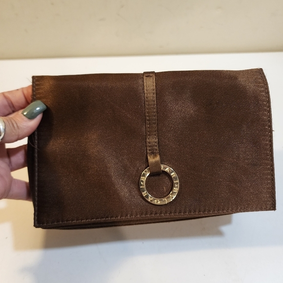 Bulgary Brown Satin Satchel Cosmetic Bag - Picture 1 of 12
